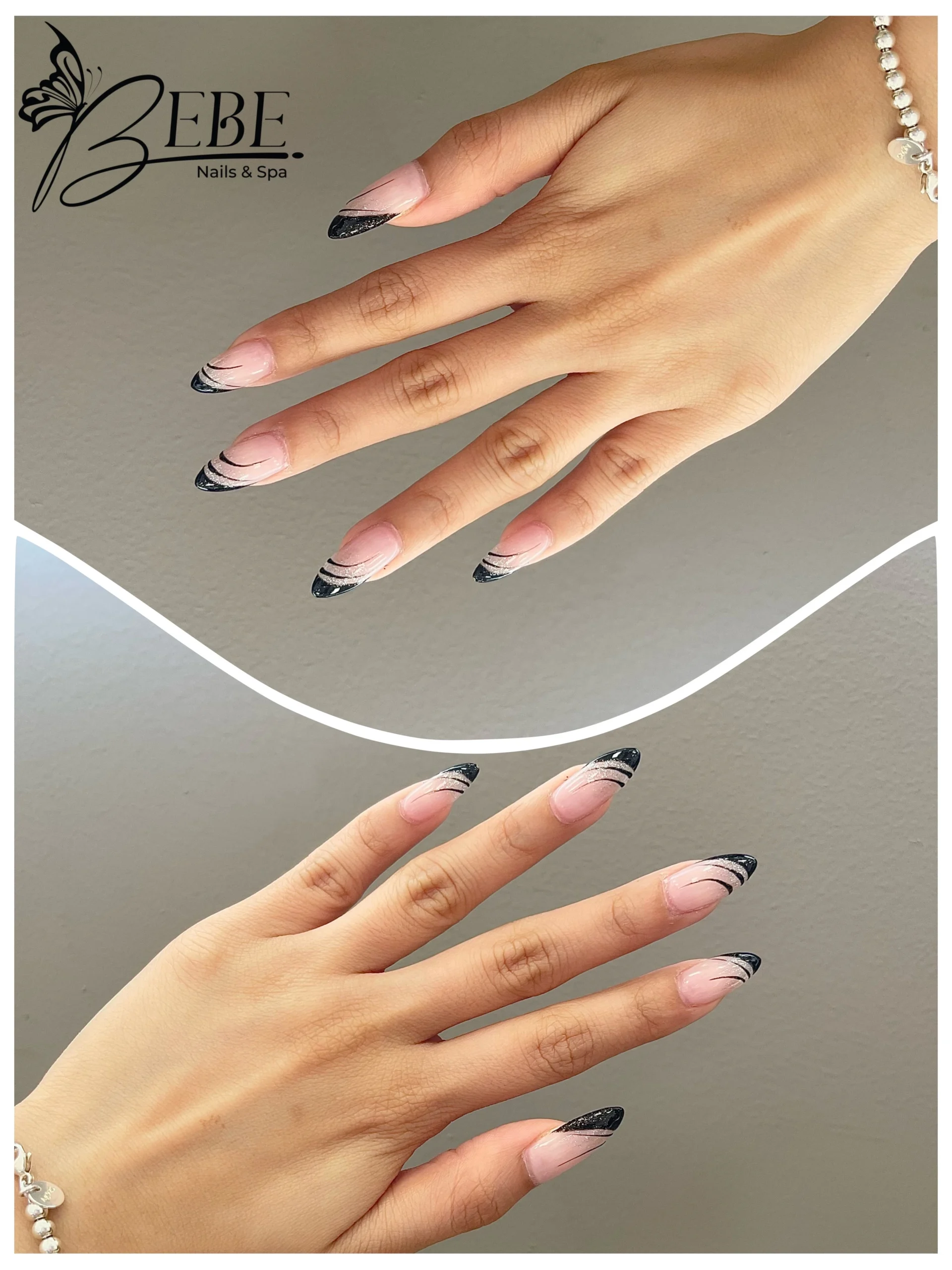 Glossy burgundy almond shaped nails